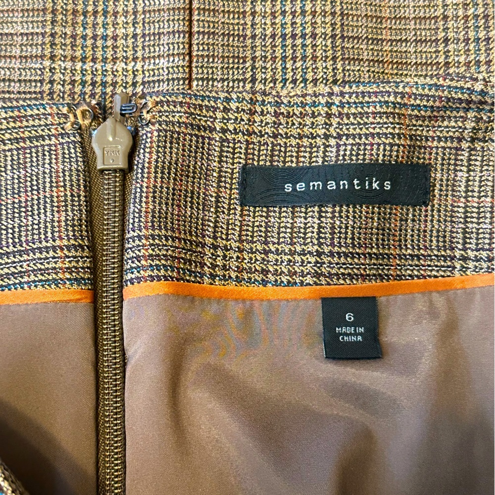 Semantiks Brown Plaid Skirt Size 6 - Picture 5 of 5